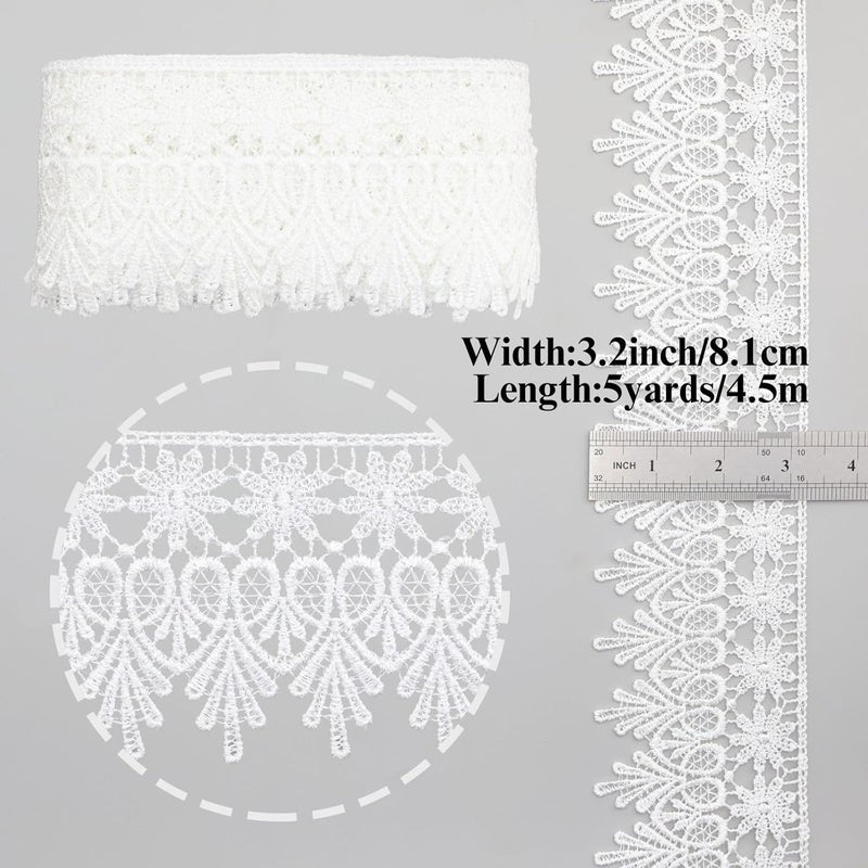 GXTIZAS White Lace Trim 5 Yards Wide Venise Lace Ribbon Embroidered Edge Trim for Sewing Crafts Pillow Case - Image 2